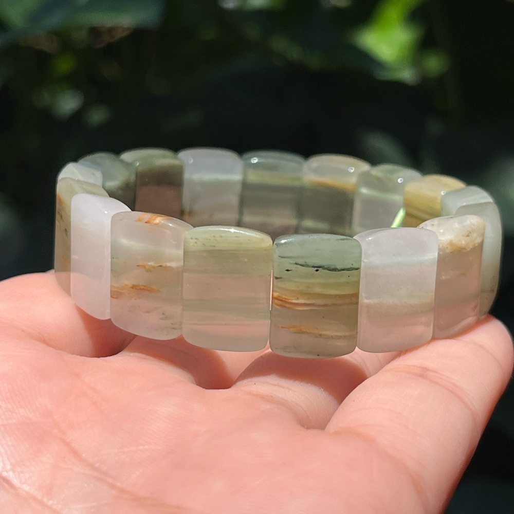 Stretchable Grass agate soft bangle‎